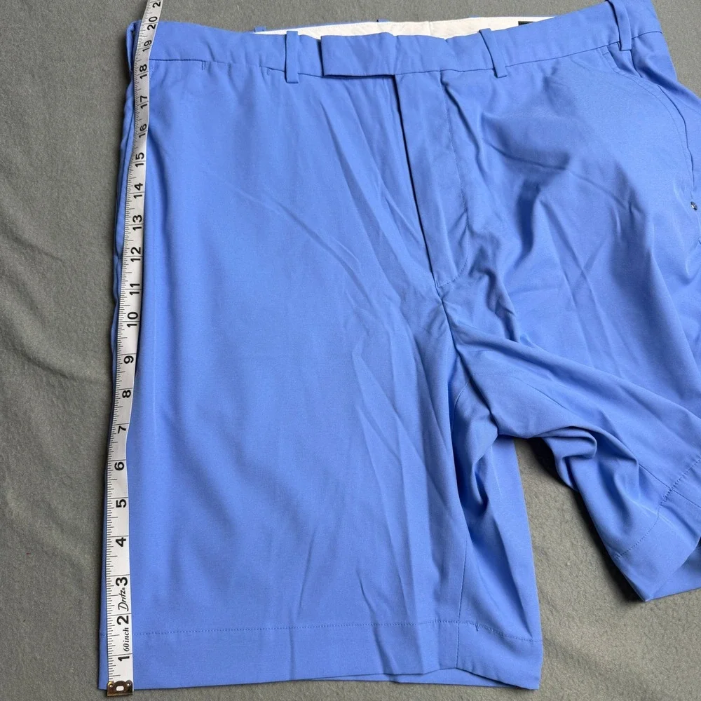 Peter Millar Performance Golf Shorts Mens 36 Carolina Blue Flat Front Stretch